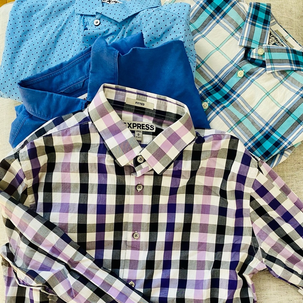 Four Express button down shirts.